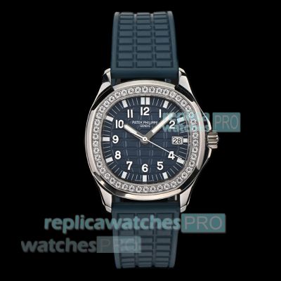 Swiss 1-1 Replica Patek Philippe Aquanaut 5067A Quartz Deep Blue Dial Diamonds Watch 